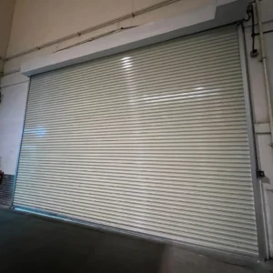 Colorbond industrial roller shutter installation for warehouse in Singapore